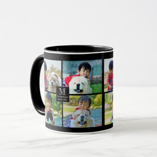 4 Foto kundenspezifische Collage mit Monogramm Tasse (Vorderseite Links)