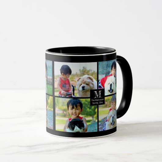 4 Foto kundenspezifische Collage mit Monogramm Tasse (VorderseiteRechts)