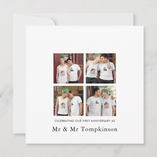 4 Foto LGBT Liebe Ehemann 1 Jahr Schwarz Karte (Vorderseite)