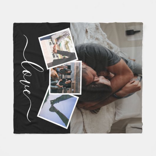 4 FOTO LIEBE PERSONALISIERT FLEECEDECKE (Vorderseite (Horizontal))