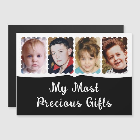 4-Foto-Magnetkarte für Schwarz Magneteinladung (Vorne/Hinten)