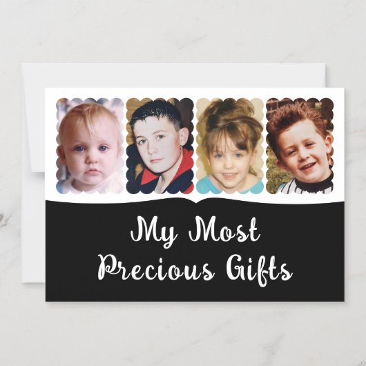 4-Foto-Magnetkarte für Schwarz Magneteinladung (Vorderseite)