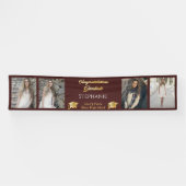 4 Foto Maroon Gold Glückwunschs Graduate Name Scho Banner (Horizontal)
