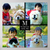 4 Foto Maßgeschneiderte Collage mit Monogramm Poster (Vorne)