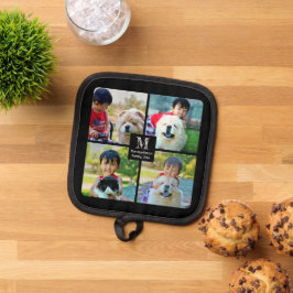 4 Foto Maßgeschneiderte Collage mit Monogramm Topflappen