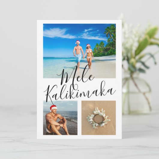 4 Foto Mele Kalikimaka Personalisierte Weihnachten (Stehend Vorderseite)