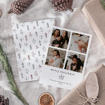 4 Foto Minimalistisch Frohe Weihnachtskarte Feiertagskarte<br><div class="desc">Dieses gepflegte und schlichte Design lasse Ihnen, vier beliebte Fotos zu präsentieren. Die moderne, minimalistische Schrift der Schreibmaschine verleiht dieser individuell gestalteten Fotokarte einen schlichten, stilvollen Charme. Personalisieren Sie es, um einen einzigartigen Gruß, der Lächeln zu Ihren Lieben in dieser festlichen Saison bringen wird zu schaffen. Ersetzen Sie das Platzhalter-Bild...</div>