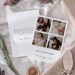 4 Foto Minimalistisch Frohe Weihnachtskarte Feiertagskarte<br><div class="desc">Dieses gepflegte und schlichte Design lasse Ihnen, vier beliebte Fotos zu präsentieren. Die moderne, minimalistische Schrift der Schreibmaschine verleiht dieser individuell gestalteten Fotokarte einen schlichten, stilvollen Charme. Personalisieren Sie es, um einen einzigartigen Gruß, der Lächeln zu Ihren Lieben in dieser festlichen Saison bringen wird zu schaffen. Ersetzen Sie das Platzhalter-Bild...</div>