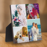 4 Foto mit gedeckter weißer Vorlage Fotoplatte<br><div class="desc">Personalisierte 4 Fotoplattplakette mit 4 wechselbaren Fotos,  einem abgerundeten weißen Rahmen und einem eingebauten Ständer hinten. Ein einzigartiges Geschenk für die Familie.</div>