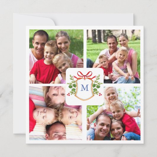 4 FOTO MIT MONOGRAMM WAPPEN FEIERTAGSKARTE (Vorderseite)