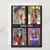 4 Foto Model Actor Comp Card Schwarze Vorlage (Vorderseite)