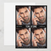 4 Foto Model Actor Comp Card Schwarze Vorlage (Vorne/Hinten)