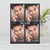 4 Foto Model Actor Comp Card Schwarze Vorlage (Stehend Vorderseite)