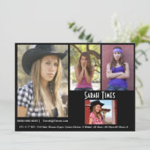 4-Foto-Modell-Comp-Karte Schwarze Vorlage (Stehend Vorderseite)