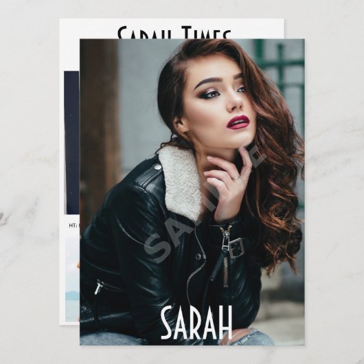 4 Foto Modell Kopfschuss Comp Card Weiße Vorlage (Vorne/Hinten)