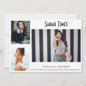 4 Foto Modell Kopfschuss Comp Card Weiße Vorlage (Rückseite)