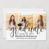 4 Foto Moderne elegante Script Graduation Party Einladung (Vorderseite)