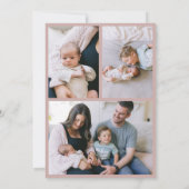 4 Foto Moderne Minimal Dusty Pink Einfache Geburt Ankündigung (Rückseite)