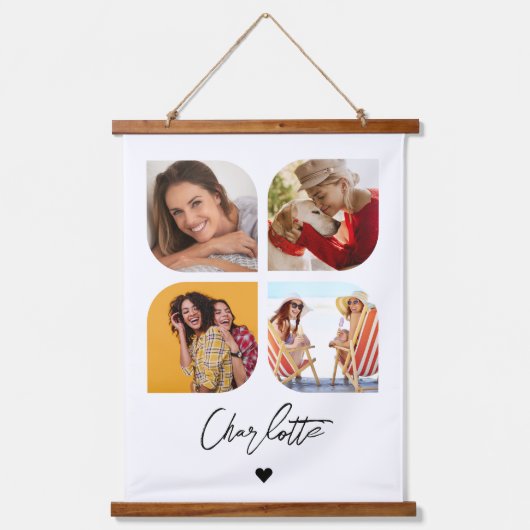 4 Foto Moderne, trendige, einfache Personalisierte Wandteppich Mit Holzrahmen (Vorderseite)