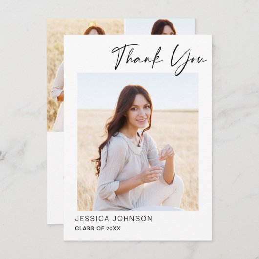 4 FOTO Moderner, einfacher Minimalistischer Abschl Dankeskarte (Vorne/Hinten)