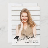 4 Foto Moderner, einfacher Minimalistischer Abschl Dankeskarte (Vorderseite)