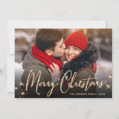 4 FOTO Modernes Goldenes Weihnachtsgrüßen Feiertagskarte (Vorderseite)