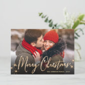 4 FOTO Modernes Goldenes Weihnachtsgrüßen Feiertagskarte (Stehend Vorderseite)