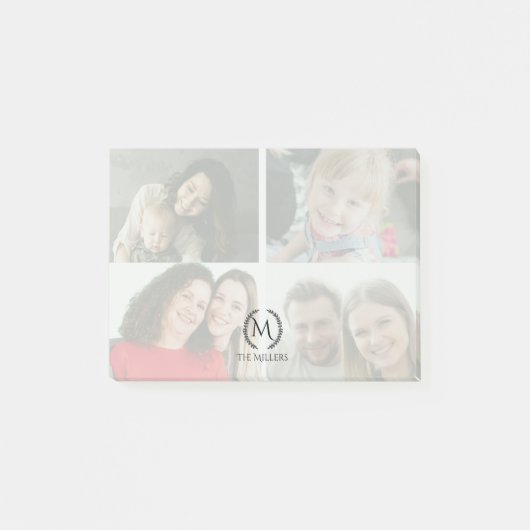 4-Foto-Monogramm personalisieren Postit-Notizen Post-it Klebezettel (Vorderseite)