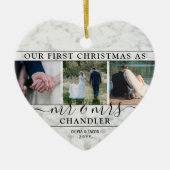 4 Foto Mr. & Mrs. 1. Weihnachtsfeiern Imitat Marmo Keramik Ornament (Vorne)