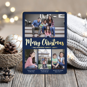 4 Foto Navy Blue Frohe Weihnachten Moderne Collage Folien Feiertagskarte