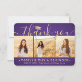 4 Foto Neue Adresse Moderner Lila Abschluss Dankeskarte (Vorderseite)