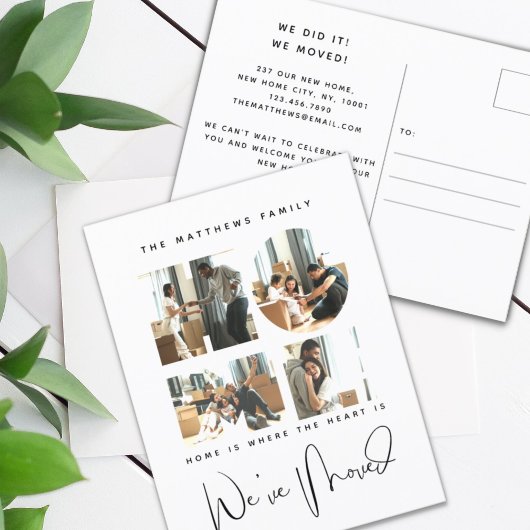 4 Foto Neue Zuhause Änderung der Ankündigung Postkarte