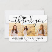 4 Foto New Address Modern Script Abschluss Dankeskarte (Vorderseite)