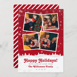 4 Foto Niedliche Rote und weiße Weihnachtsbaume u Einladung