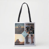 4 Foto Personalisiert Collage Mit Monogramm Tasche (Vorderseite)
