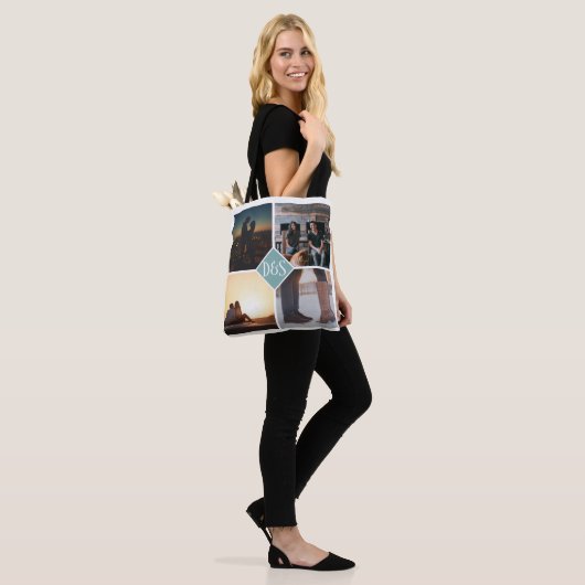 4 Foto Personalisiert Collage Mit Monogramm Tasche (Am Model)