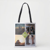 4 Foto Personalisiert Collage Mit Monogramm Tasche (Vorderseite)
