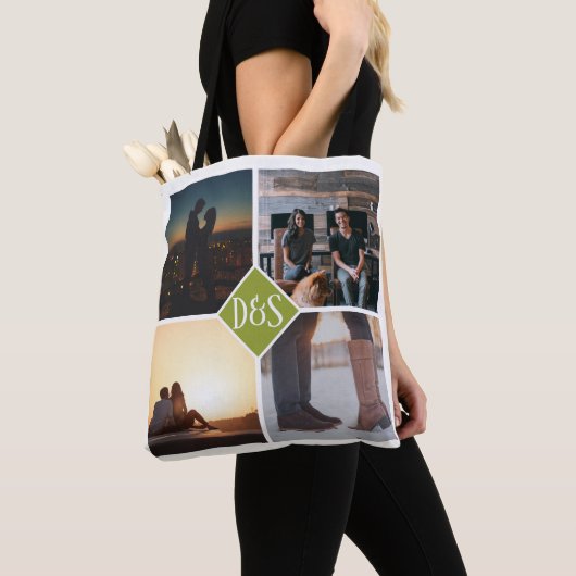4 Foto Personalisiert Collage Mit Monogramm Tasche (Von Nahem)