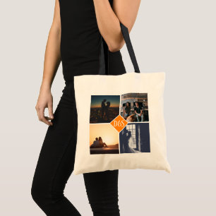 4 Foto Personalisiert Collage Mit Monogramm Tragetasche
