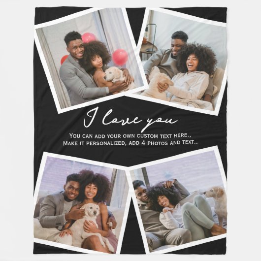 4 Foto Personalisiert und Textvorlage Fleecedecke (Vorderseite)