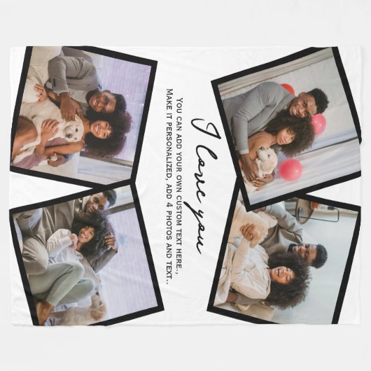 4 Foto Personalisiert und Textvorlage Fleecedecke (Vorderseite (Horizontal))