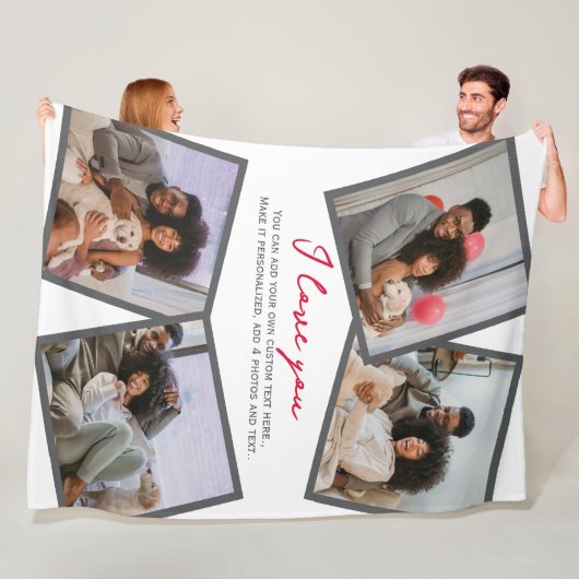 4 Foto Personalisiert und Textvorlage Fleecedecke (Beispiel)