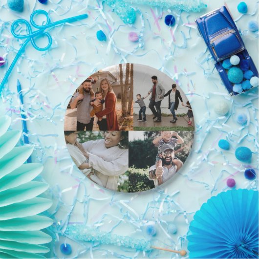 4 Foto Personalisierte benutzerdefinierte Collage Pappteller (Party)