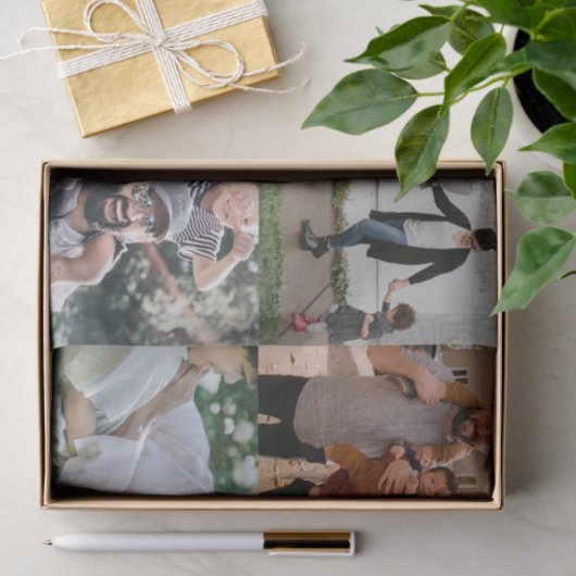 4 Foto Personalisierte benutzerdefinierte Collage Seidenpapier (Geschenk)