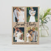 4 Foto Pinselschrift Liebe Dank Wedding Kraft Dankeskarte (Stehend Vorderseite)