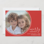 4 Foto Red White Handwriting Frohe Weihnachten (Vorderseite)