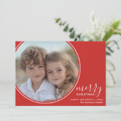 4 Foto Red White Handwriting Frohe Weihnachten (Stehend Vorderseite)