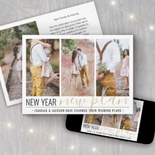 4 Foto Reduziert Hochzeit Neujahr Planänderung Feiertagskarte