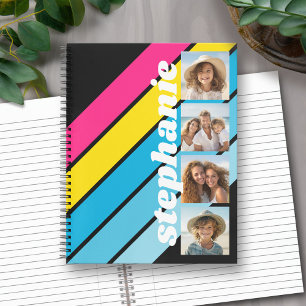 4 Foto Retro-Streifenmuster cmyk Schriftname Notizblock