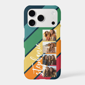 4 Foto Retro-Streifenmuster Regenbogen-Monogramm